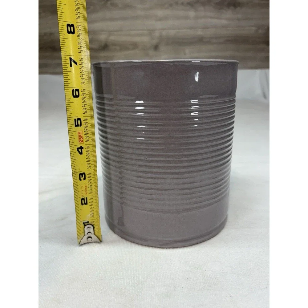 Sur La Table Terracotta Utensil Holder Diameter 5.75” Height 6.75” Gray Ribbed